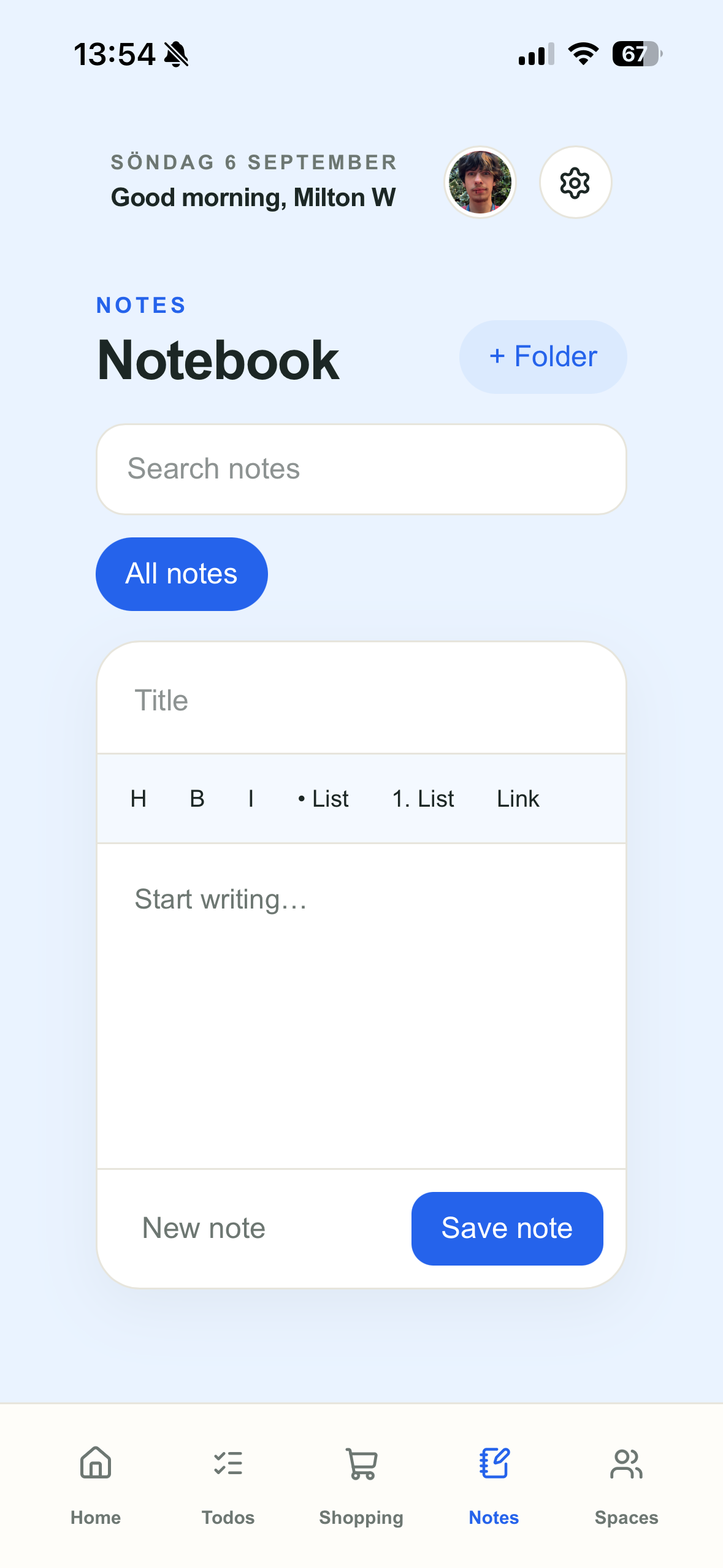 MWiv notebook screen