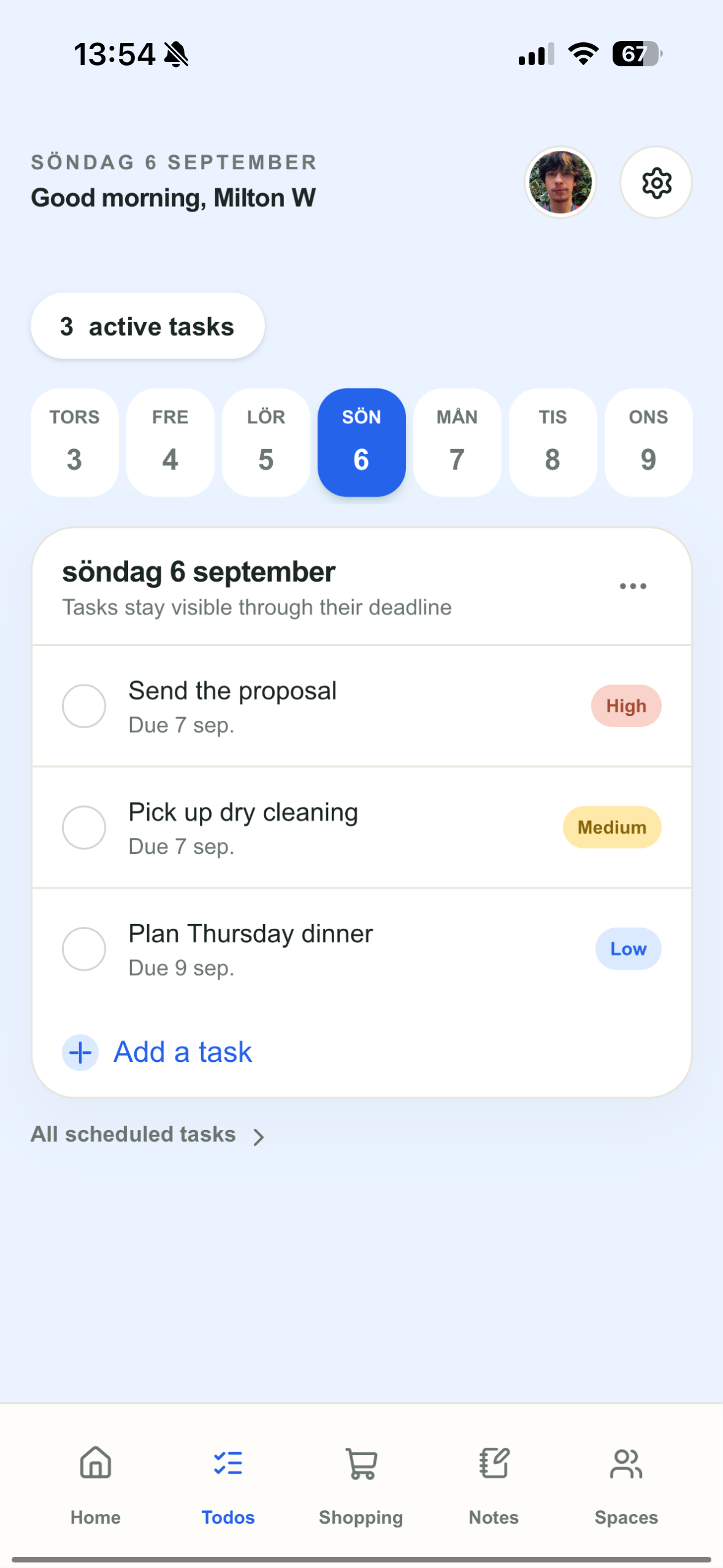 MWiv to-do list screen